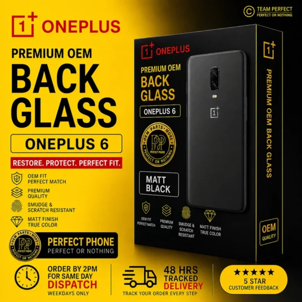 OnePlus 6 Back Glass OEM Fit Matt Black - Perfect Phone