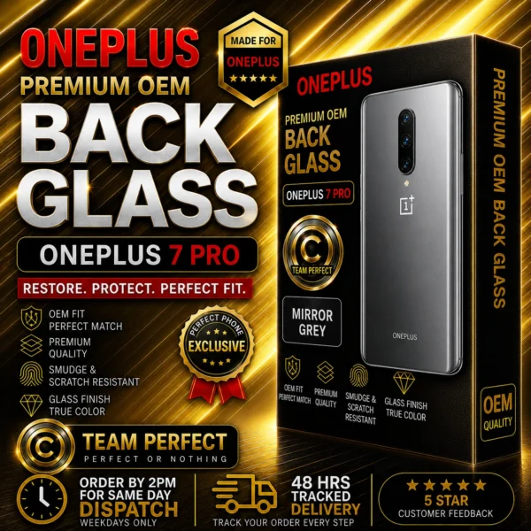 OnePlus 7 Pro Back Glass OEM Fit Black - Perfect Phone