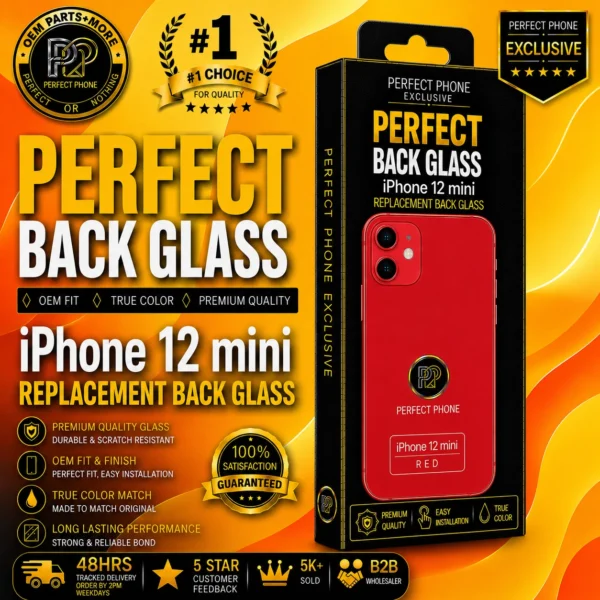 iPhone 12 Mini Back Glass OEM Fit Red - Perfect Phone