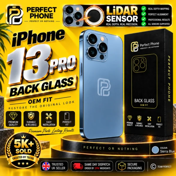 iPhone 13 Pro Back Glass OEM Fit Blue - Perfect Phone