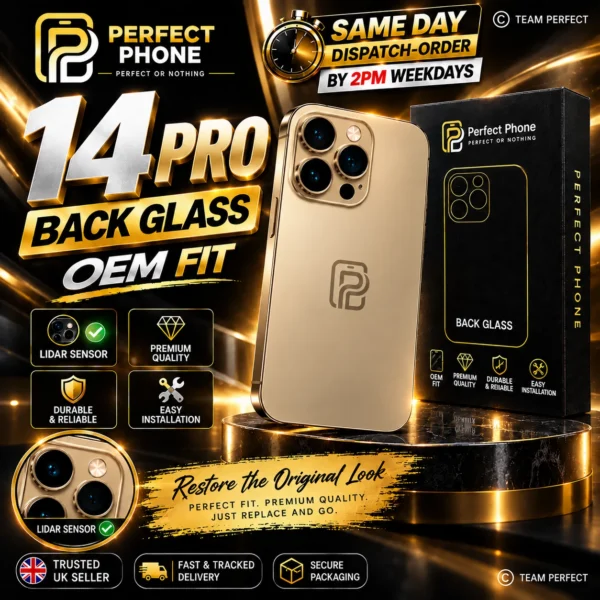 iPhone 14 Pro Back Glass OEM Fit Gold - Perfect Phone