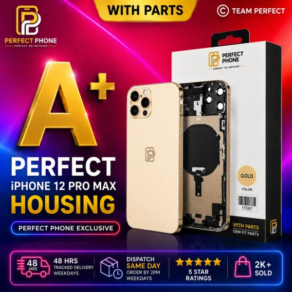 iPhone 12 Pro Max Housing Chassis With Parts Gold - Perfect Phone
