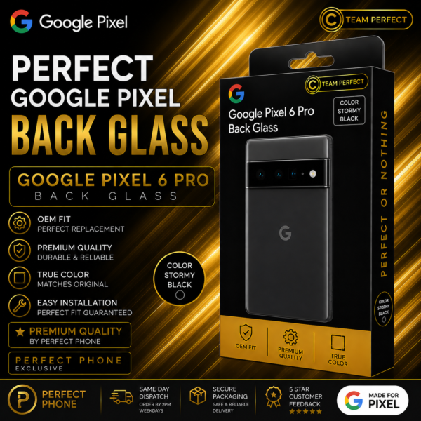 Google Pixel 6 Pro Back Glass OEM Fit Black - Perfect Phone