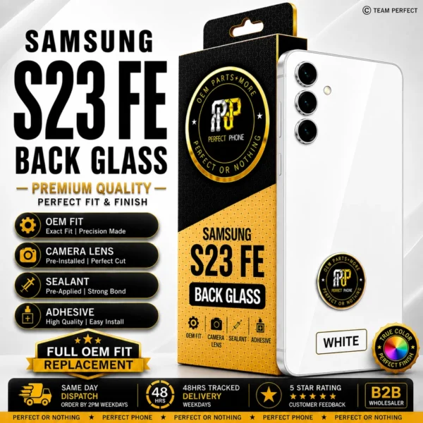 Samsung Galaxy S23 FE S711 Rear Back Glass Cover White - Perfect Phone