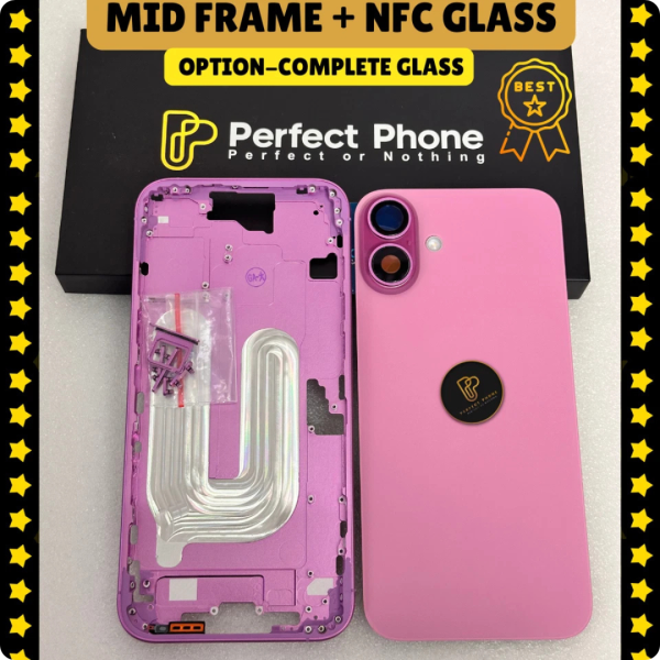 iPhone-16-Housing-Middle-Frame-NFC-Flex-Glass - Pink