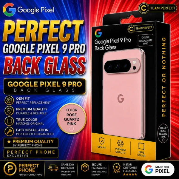 Google Pixel 9 Pro Back Glass OEM Fit Pink - Perfect Phone
