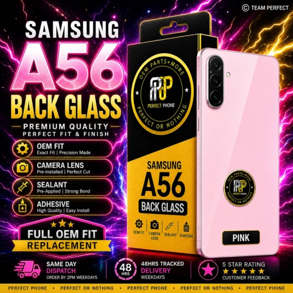 Samsung A56 OEM FIT-Back Glass Replacement Pink - Perfect Phone