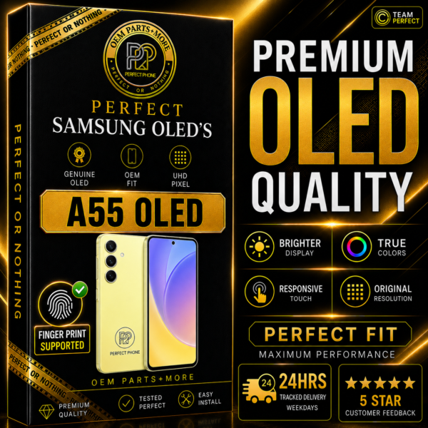 Samsung A55 SM-A556B OLED LCD Replacement Screen With Frame - Perfect Phone