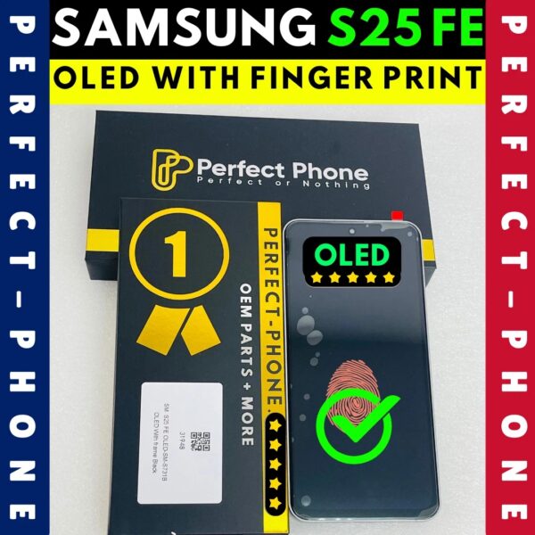 Samsung-Galaxy-S25-FE-SM-S731-OLED-LCD-Screen-Replacement-With-FringerPrint-Frame-Black