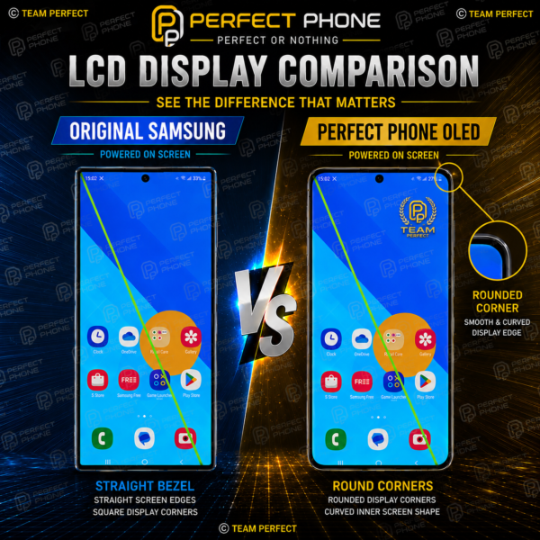 Original Samsung screen vs Perfect Phone Samsung OLED replacement screen comparison