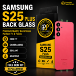Samsung S25 Plus Back Glass OEM Fit Rear Cover Replacement With Adhesive Coral Red - Perfect Phone