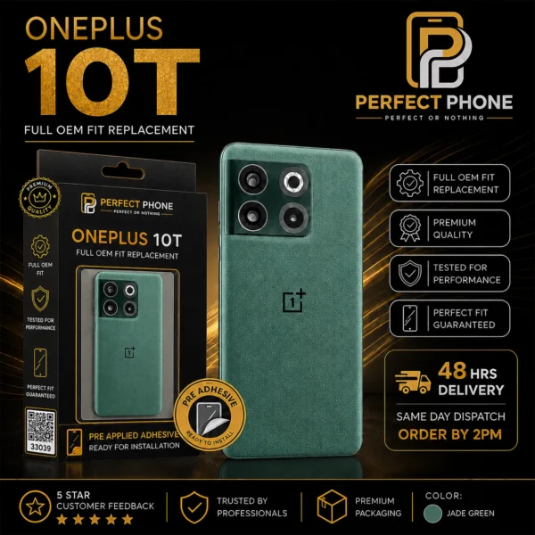 OnePlus 10T OEM Back Glass Battery Cover With Camera Lens Green - Perfect Phone