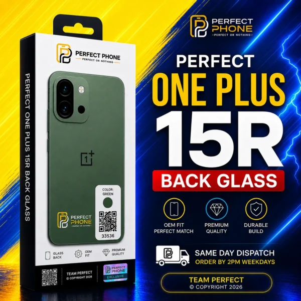 OnePlus 15R OEM Back Glass Battery Cover With Camera Lens Green - Perfect Phone