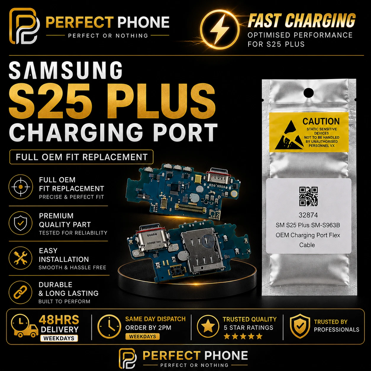 Samsung Galaxy S25 Plus SM-S963B OEM Charging Port Flex Cable Samsung Galaxy S25 Plus SM-S963B OEM Charging Port Flex Cable - Perfect Phone
