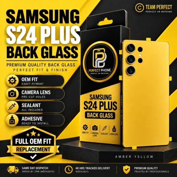 Samsung Galaxy S24 Plus Back Glass Cover Camera Lens OEM Fit With Adhesive Yellow - Perfect Phone