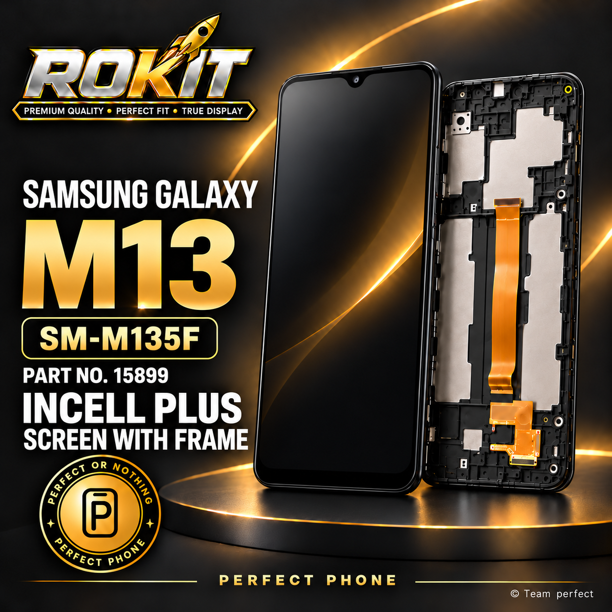 45-samsung-m13-sm-m135f Samsung Galaxy M13 Incell LCD Screen Replacement with Frame – ROKIT (SM-M135F) - Image 1