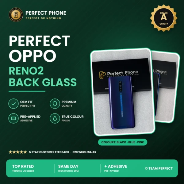 OPPO Reno2 back glass replacement - Grade A OEM fit - Perfect Phone