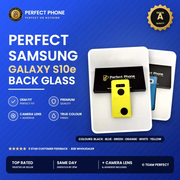 Samsung Galaxy S10e back glass replacement with camera lens - Grade A OEM fit - Perfect Phone