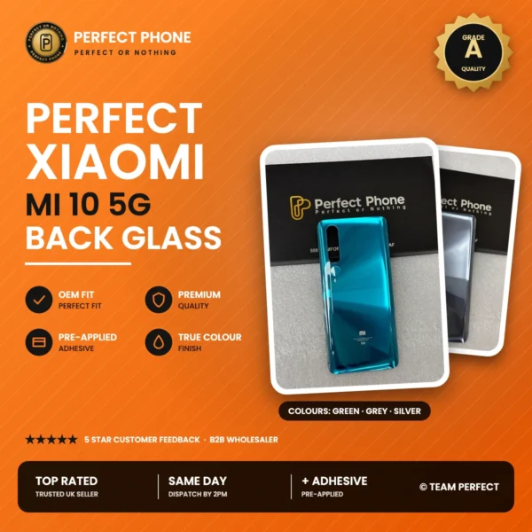 Xiaomi Mi 10 5G back glass replacement - Grade A OEM fit - Perfect Phone