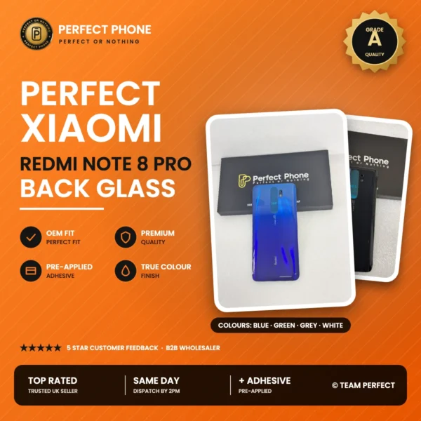 Xiaomi Redmi Note 8 Pro back glass replacement - Grade A OEM fit - Perfect Phone